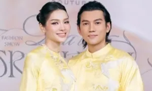 Phương Trinh Jolie - Lý Bình diện áo dài đôi bên các sao Phương Trinh Jolie - Lý Bình diện áo dài đôi bên các sao